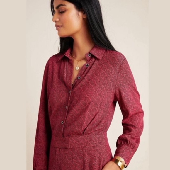 NWT Anthropologie Loveland Wide Leg Wine Jumpsuit - Picture 3 of 9